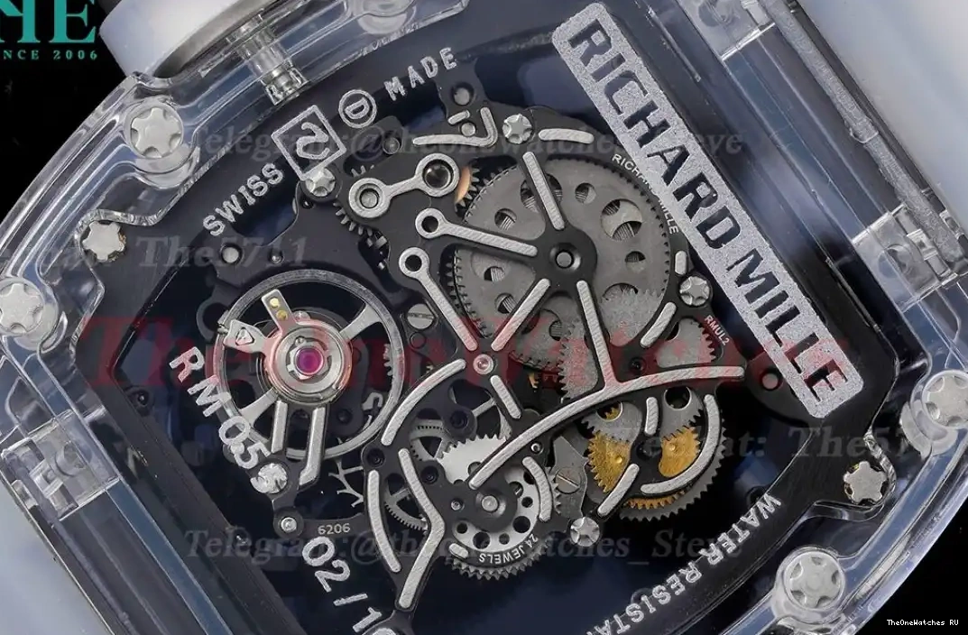  RM055 Sonic Skeleton on Dial Transparent Rubber Transparent  RMUL2 Clone strap 0412